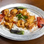 Eggplant Puree with Chicken Kebab 